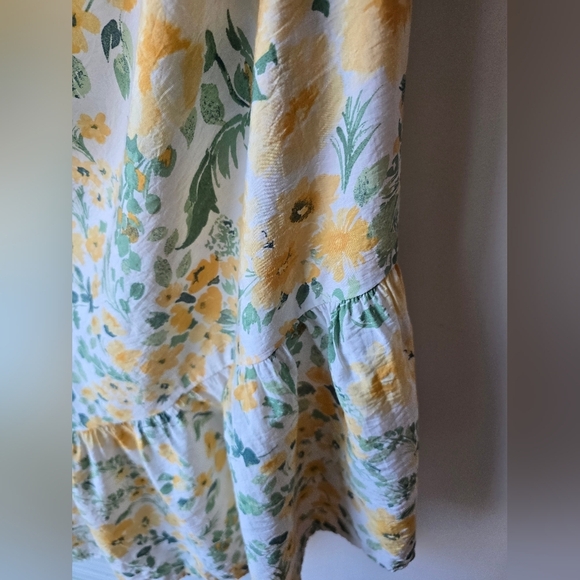 Rachel Zoe Floral Yellow White Dress Midi Flowy Sleeve Pockets Rayon Size XL - Picture 6 of 9